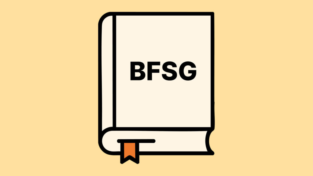 Geschlossenes Buch mit BFSG-Aufschrift