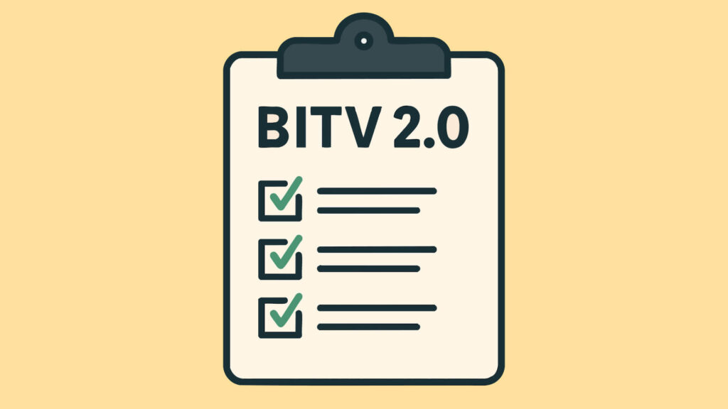 Klemmbrett mit BITV 2.0-Checkliste und drei abgehakten Punkten
