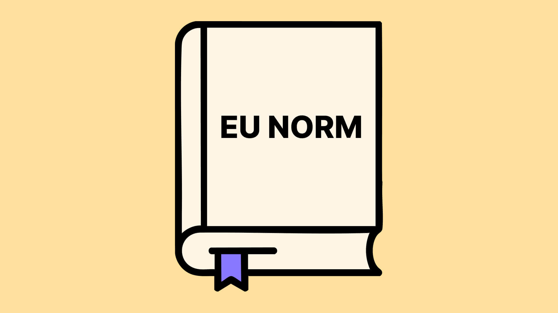 Geschlossenes Buch mit EU NORM-Aufschrift