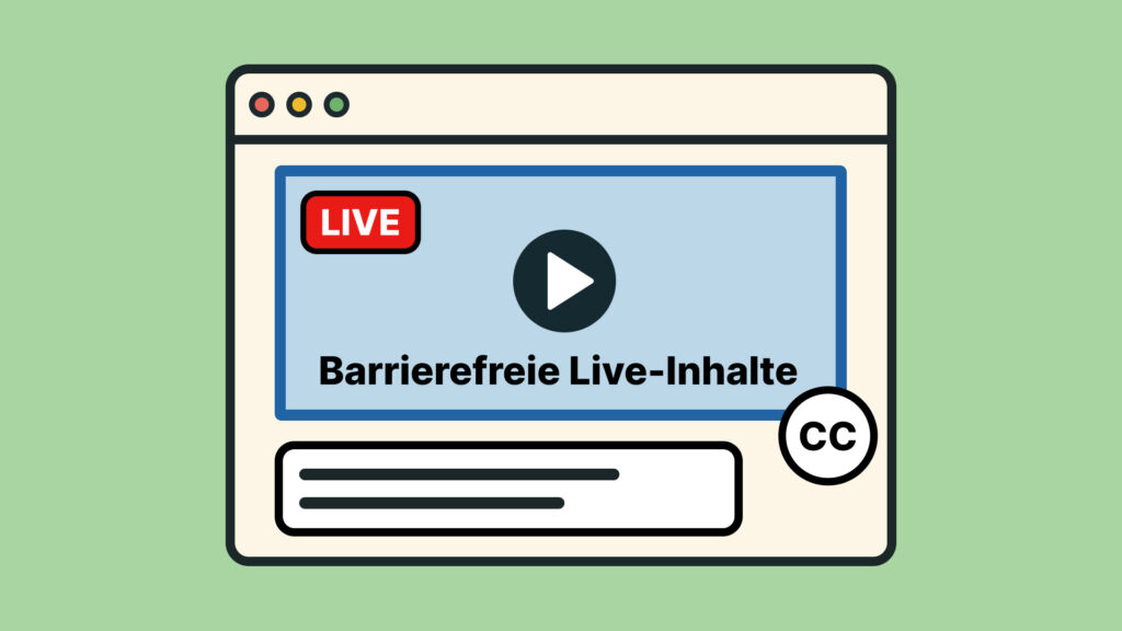 Browser zeigt Live-Video mit Untertiteln (CC) für barrierefreie Live-Inhalte