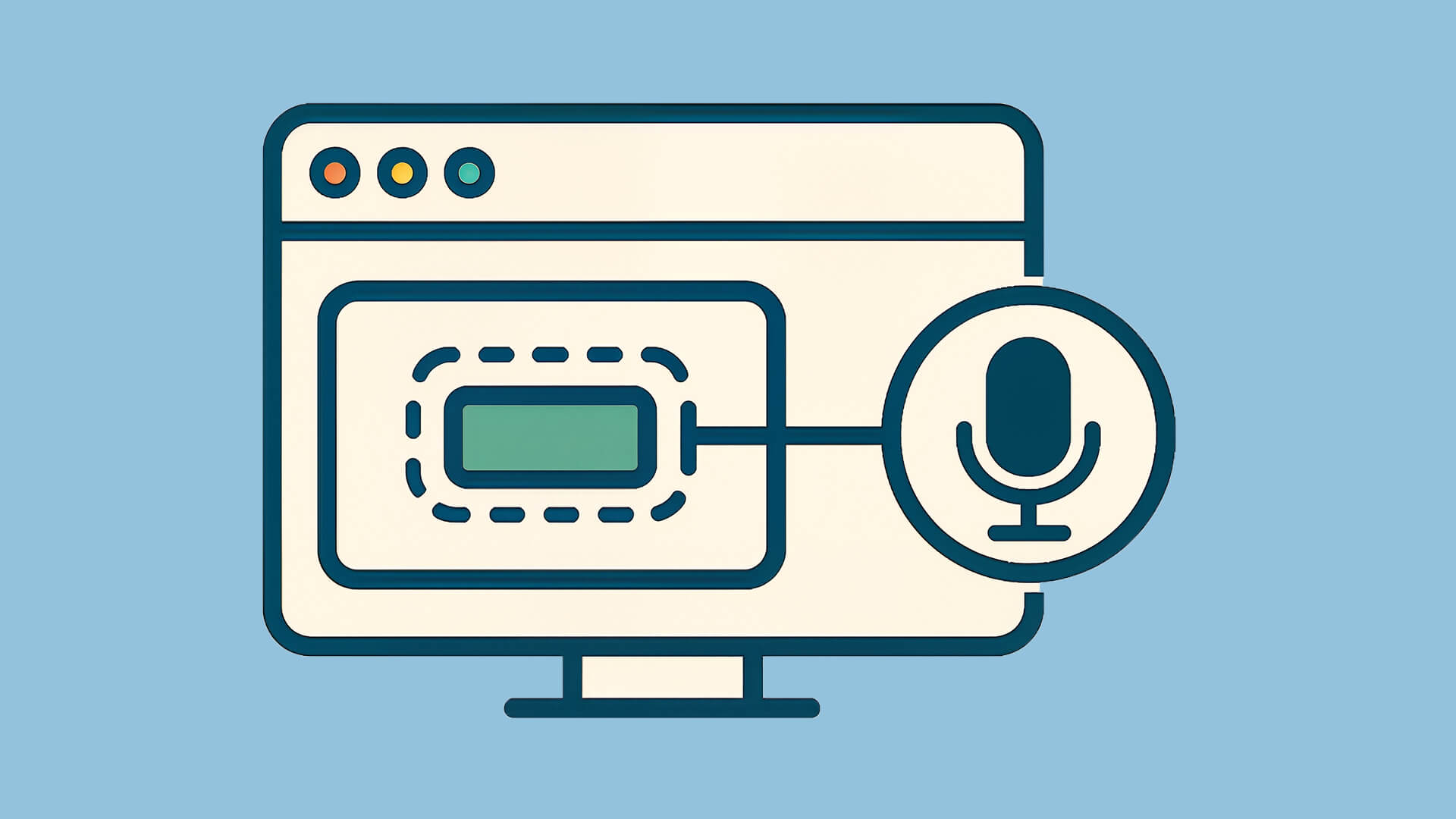 Bildschirm mit Eingabefeld und Mikrofon-Symbol für Sprachsteuerung