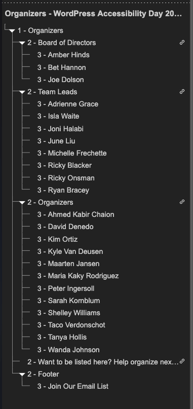 Beispiel für korrekte Überschriften-Hierarchie mit verschachtelten Ebenen