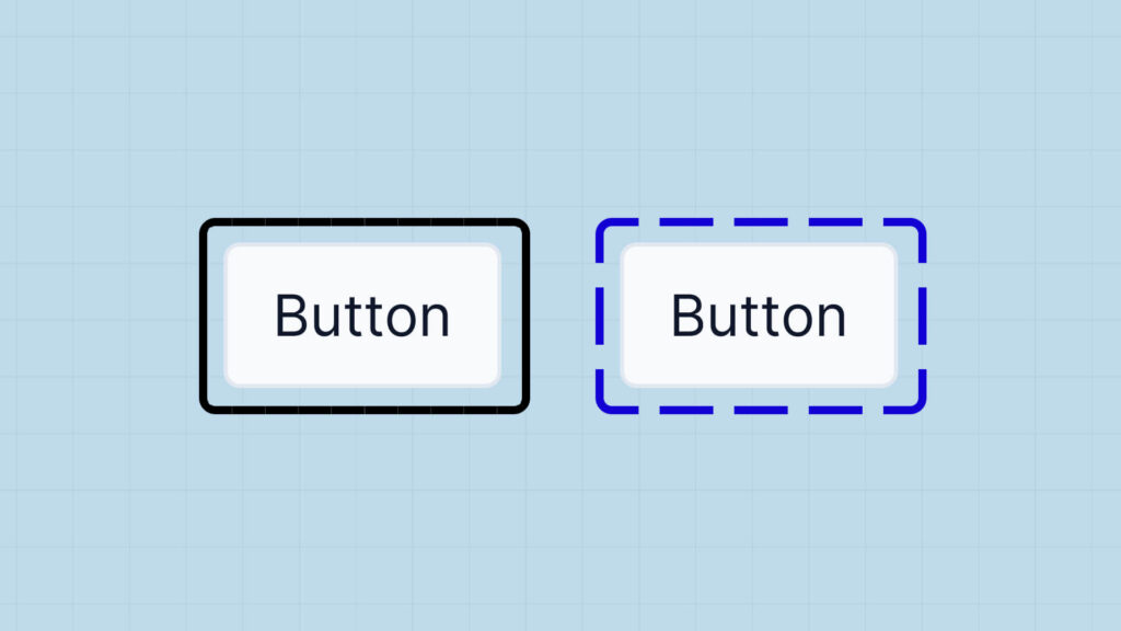 Zwei Buttons mit unterschiedlichen Fokus-Rahmen: durchgezogen und gestrichelt